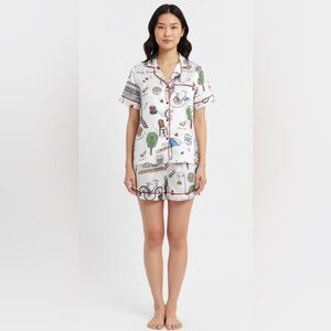 Sheshow Satin Paris Themed Pajama Set